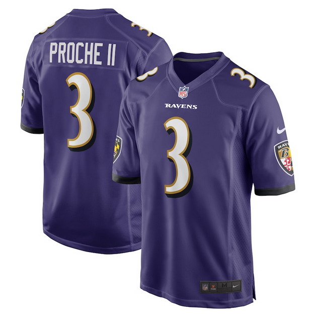 mens nike james proche ii purple baltimore ravens team game player jersey